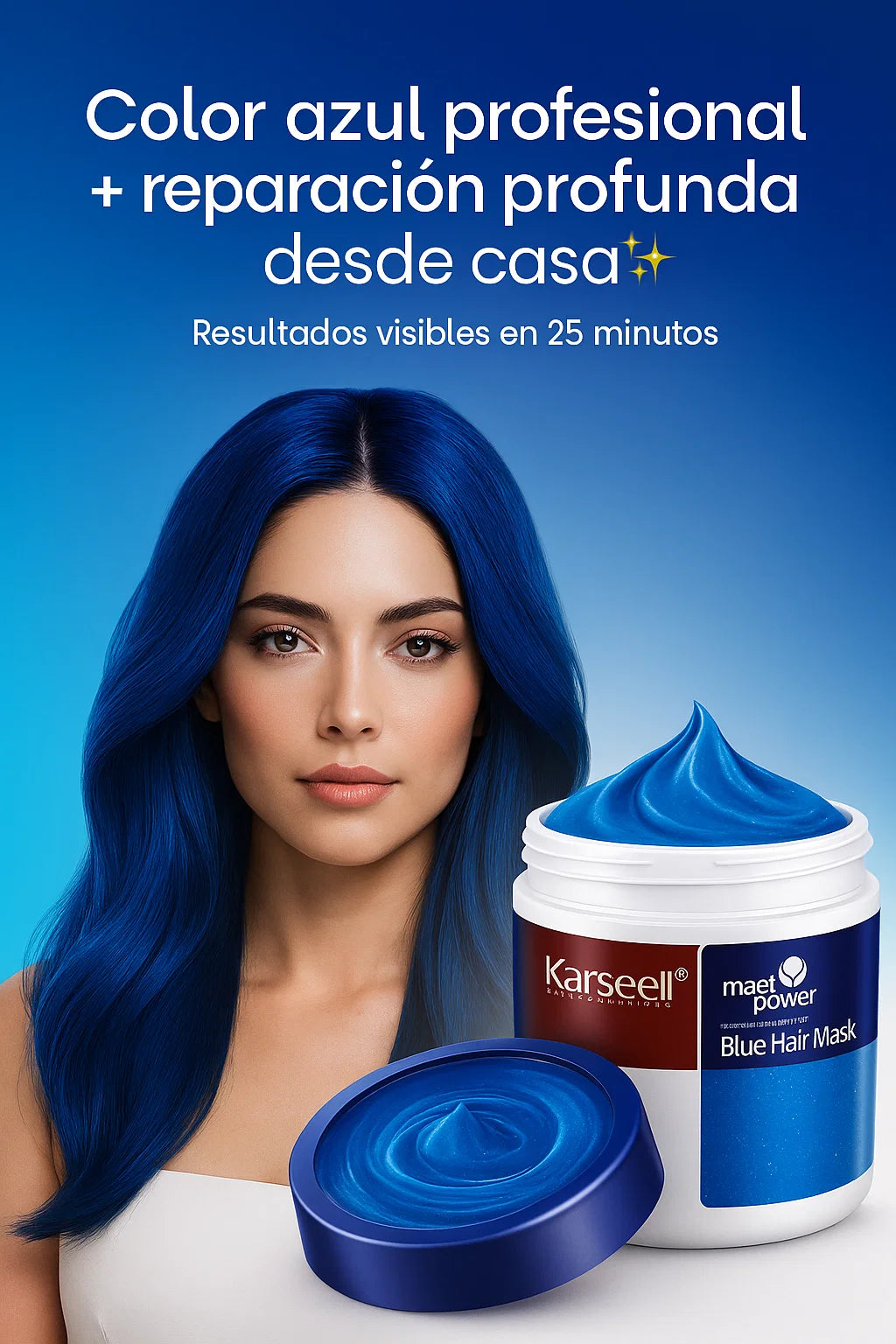Mascarilla Karseell - Tratamiento Colorante 2 en 1 👩🏻🦱💙🎨