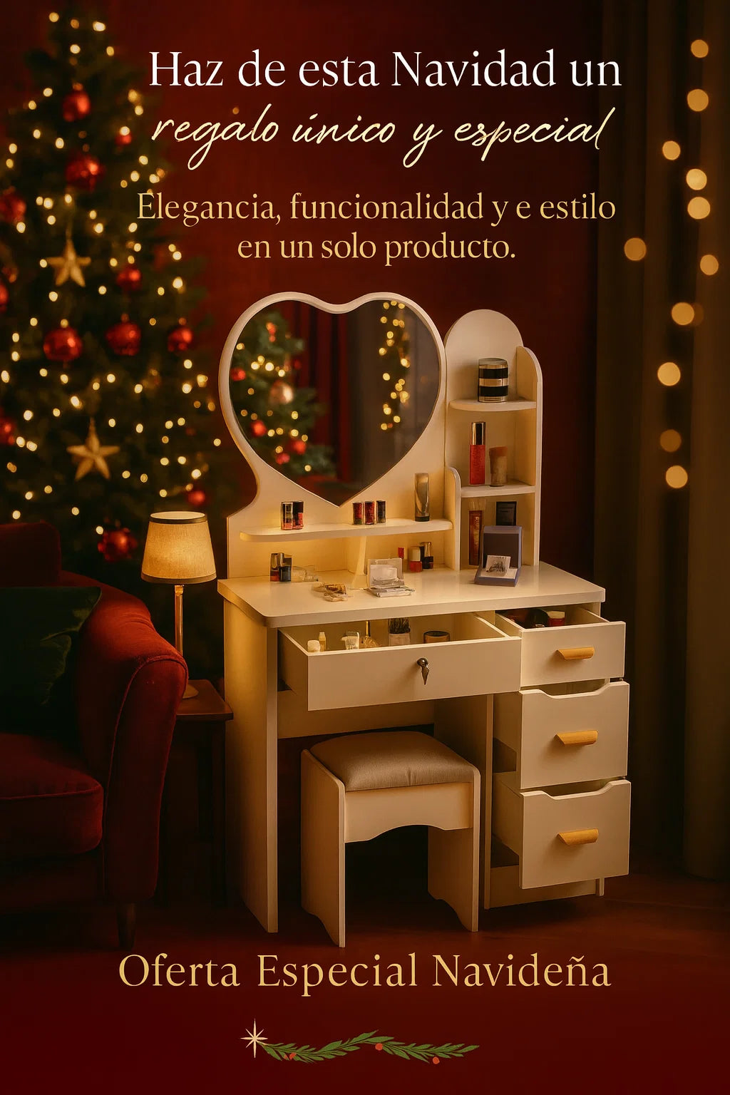 TOCADOR DE CORAZON ROMANTICO EL REGALO PERFECTO 🪞💄🎁
