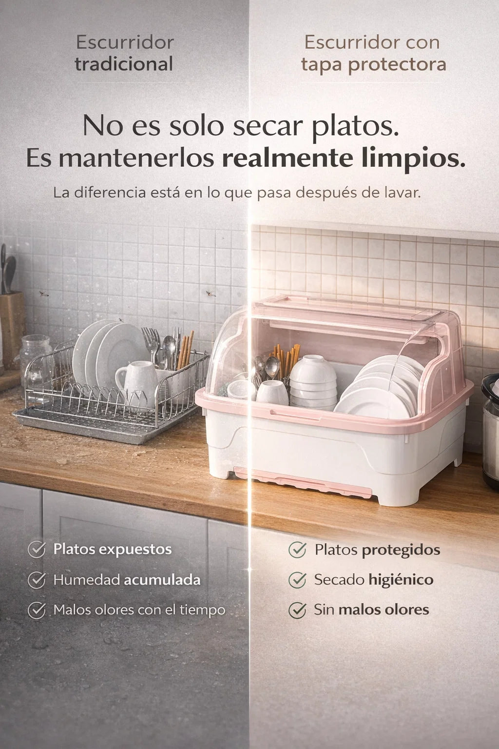 ESCURRIDOR DE PLATOS 2 EN 1 MODERNO 🍽️🧼🧽