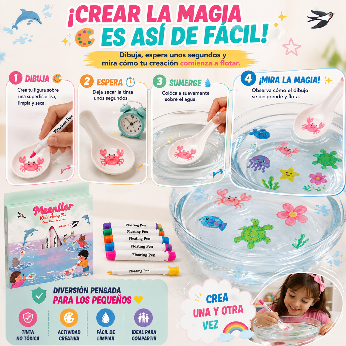 Marcadores Mágicos de tinta Flotante - Despégalos de las Pantallas