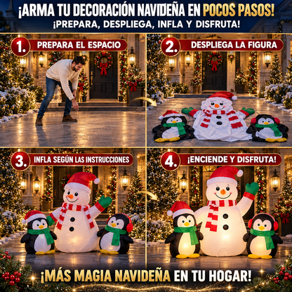 MUÑECO DE NIEVE + 2 PINGUINOS / LUJO Y FAMILIA ⛄🐧🎄