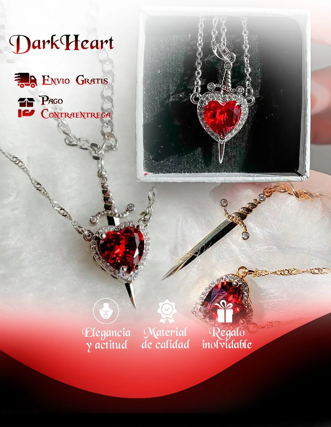 Collar Dúo Espada Corazón - San Valentín Lleno de Amor  💘⚔️