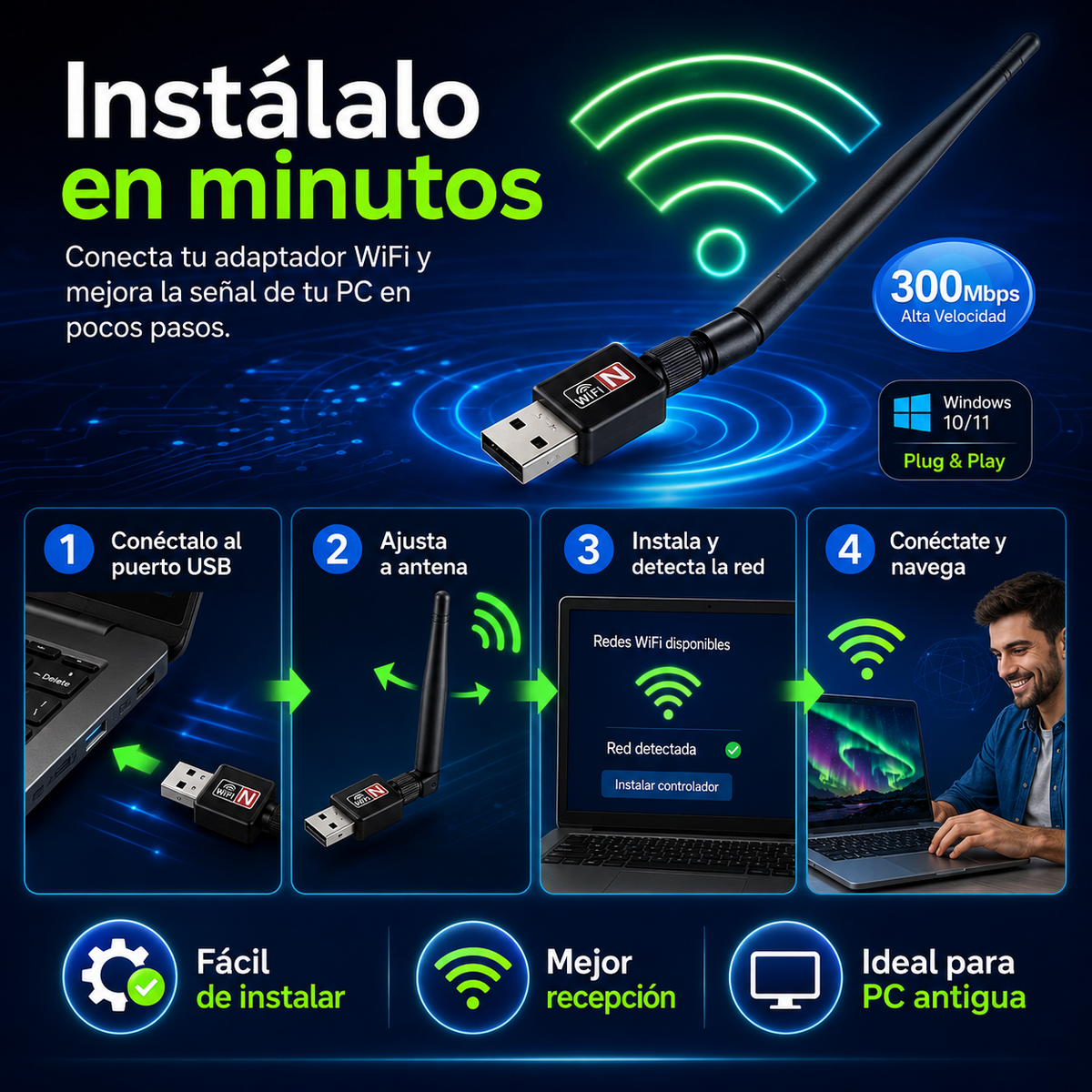 ANTENA WIFI PORTATIL - INTENSIFICA Y MEJORA LA SEÑAL 🛜