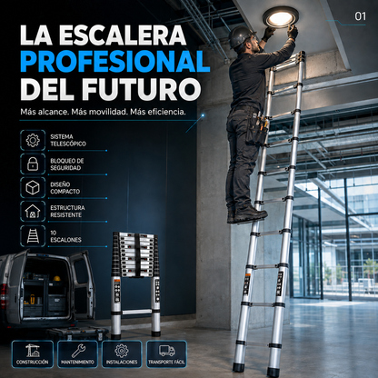 ESCALERA TELESCOPICA - FACIL DE LLEVAR 👷🏻🏢🪜