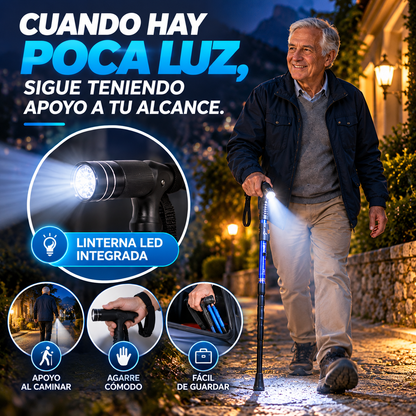 Bastón Plegable Con Linterna 2 En 1 / Apoyo Ligero