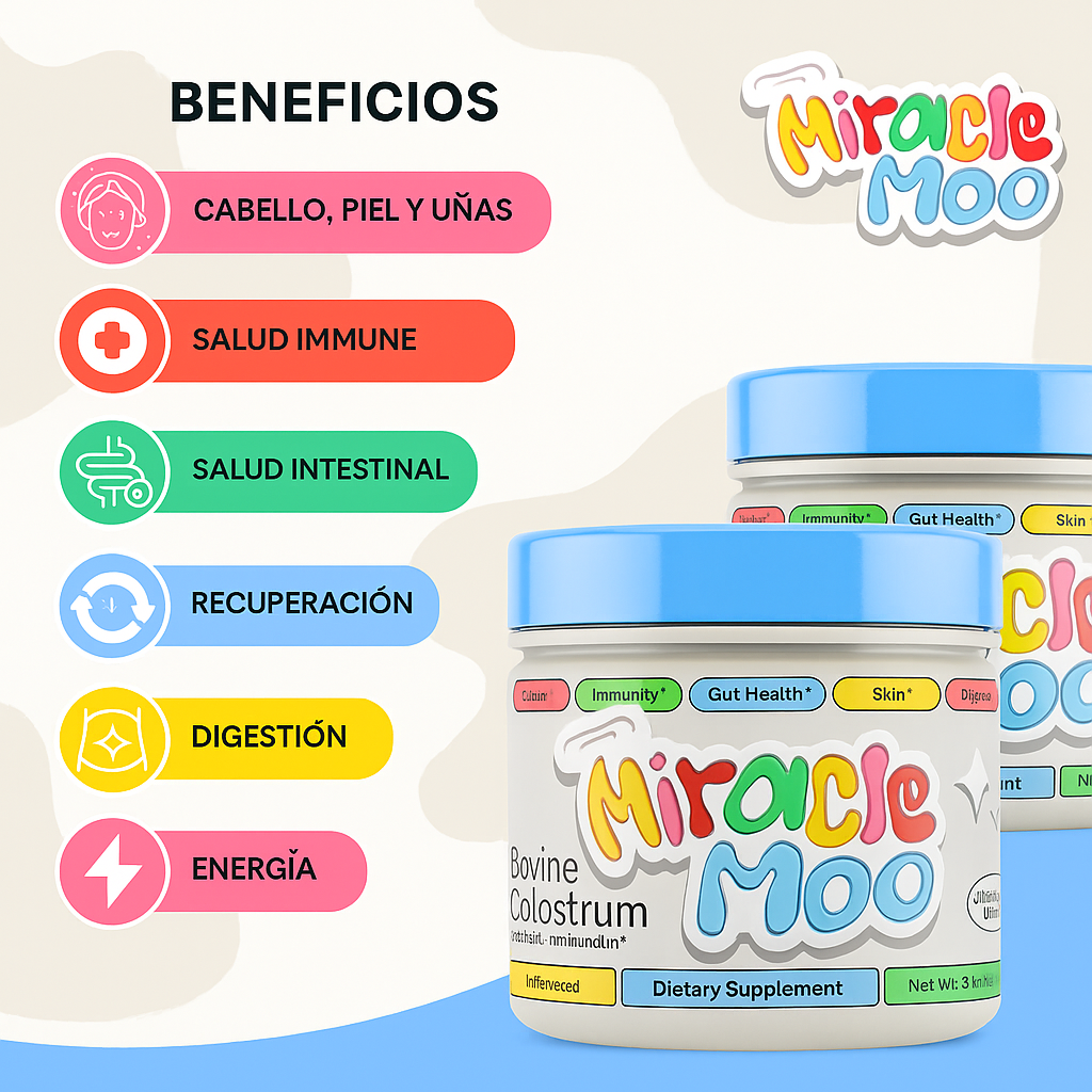 MIRACLE MOO Calostro Bovino - Aumenta Defensas y Desinflama Internamente 🦠🧑🏻‍⚕️✨