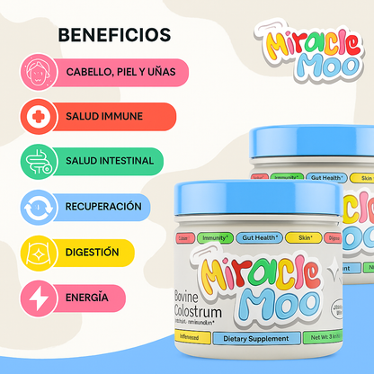MIRACLE MOO Calostro Bovino - Aumenta Defensas y Desinflama Internamente 🦠🧑🏻‍⚕️✨