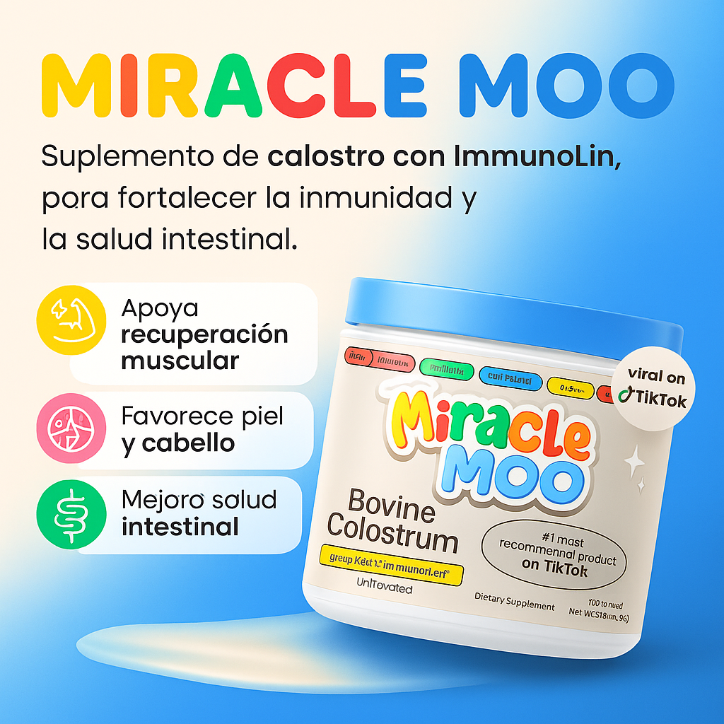 MIRACLE MOO Calostro Bovino - Aumenta Defensas y Desinflama Internamente 🦠🧑🏻‍⚕️✨