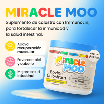 MIRACLE MOO Calostro Bovino - Aumenta Defensas y Desinflama Internamente 🦠🧑🏻‍⚕️✨