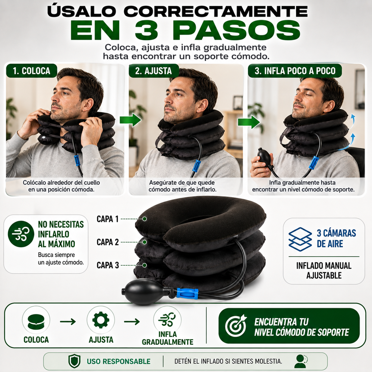 Collar Cervical Inflable   - Elimina Molestias Musculares