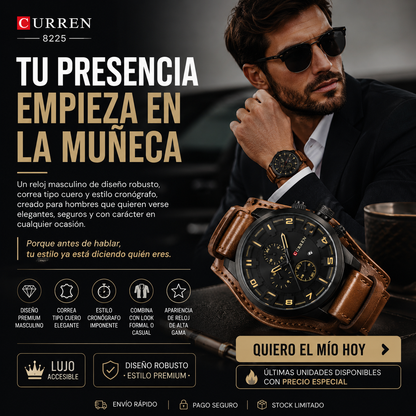 Reloj Curren Original / Pulso En Cuero - Lujo en tu Muñeca