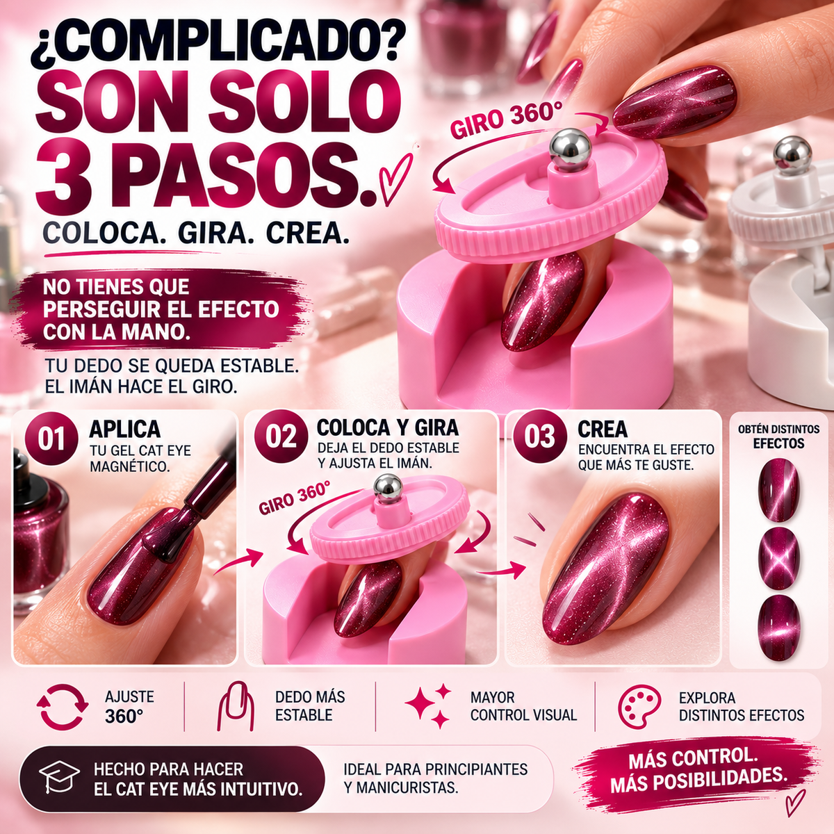 Iman Giratorio 360 Para Uñas - Uñas Ojo de Gato / Efecto Embellecedor