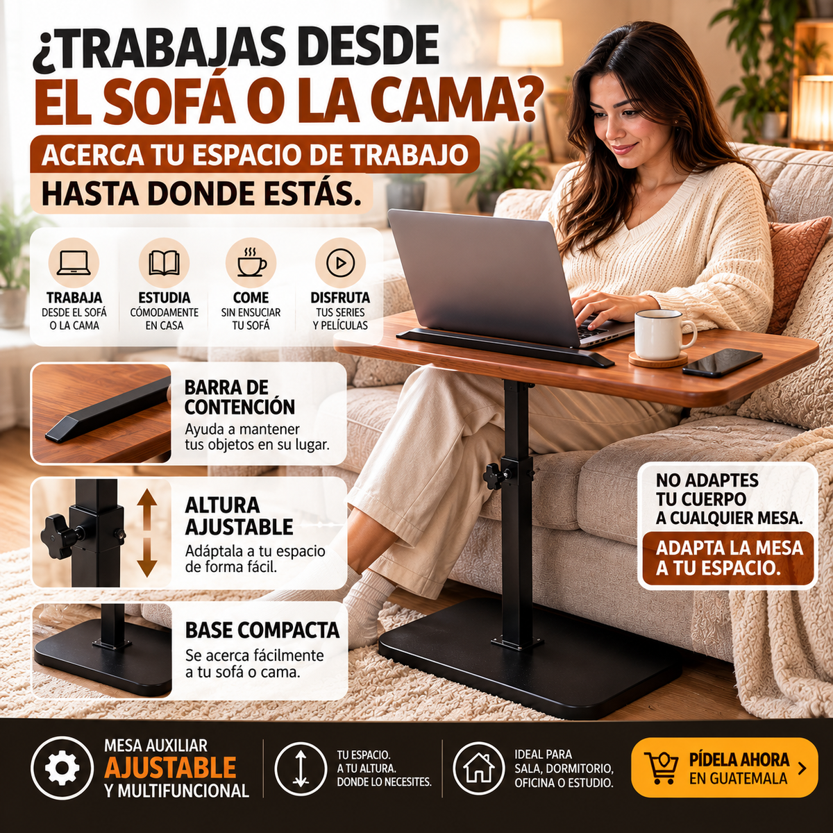 MESA PLEGABLE PARA TRABAJO EN CASA - FACIL Y COMODO