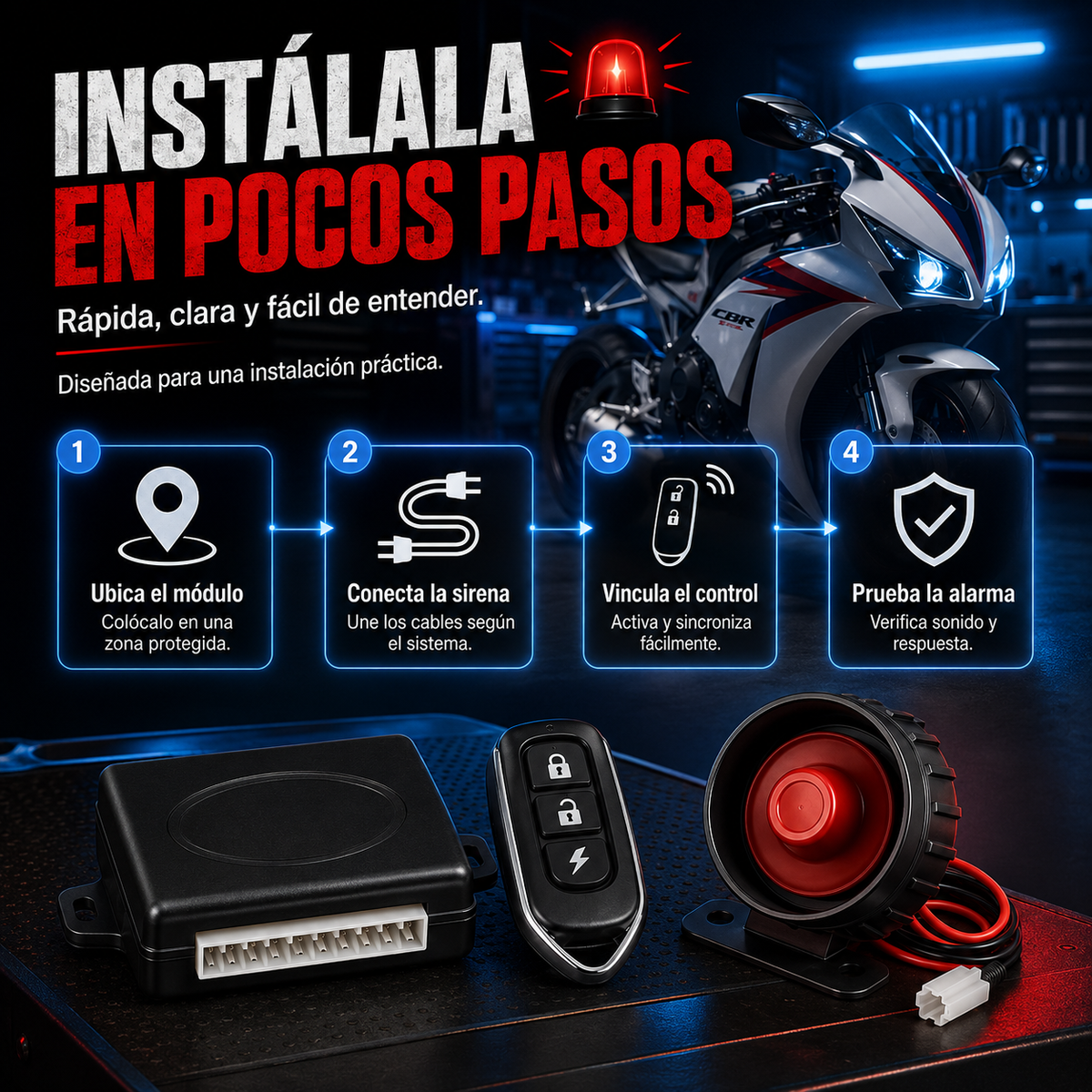 SISTEMA DE ALARMA PARA MOTOCICLETA -EVITA ROBOS Y TEN SEGURIDAD 🏍️🚨💀