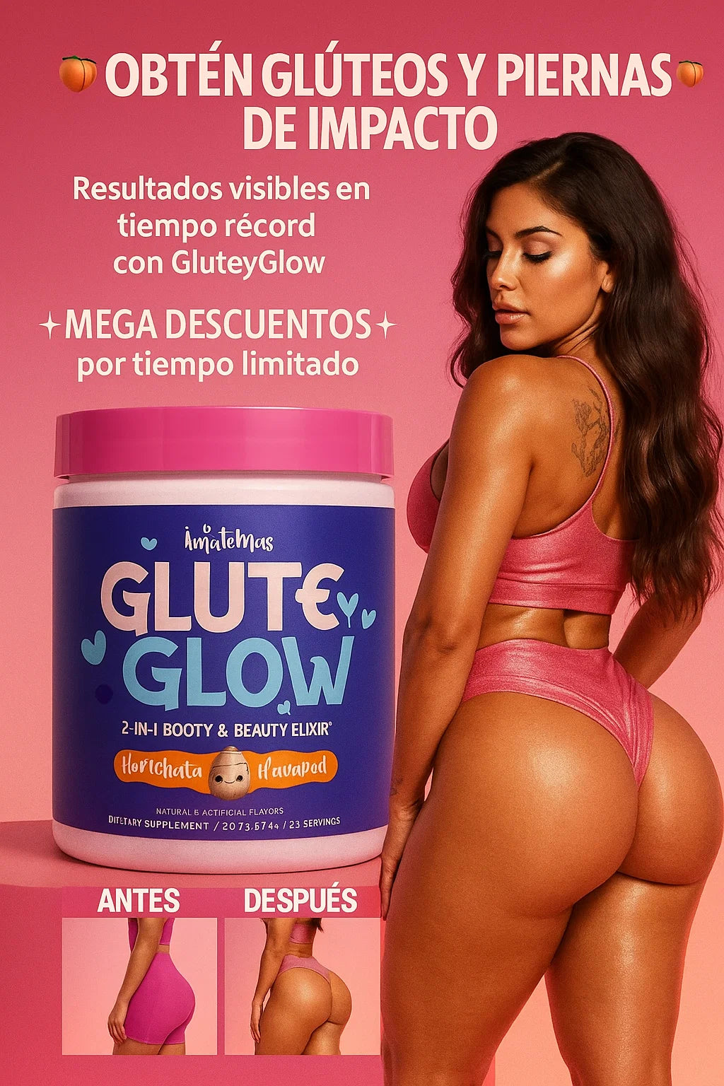 CREATINA GLUTEYGLOW 2 EN 1 - GLUTEOS NATURALES🍑✨ ¡MEGA OFERTA!