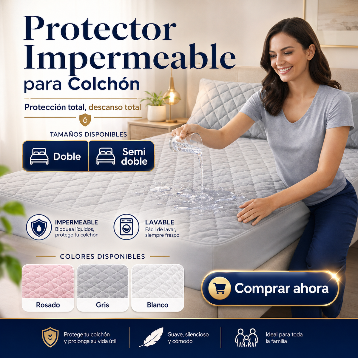 PROTECTOR IMPERMEABLE DE COLCHON 🛏️💧✨