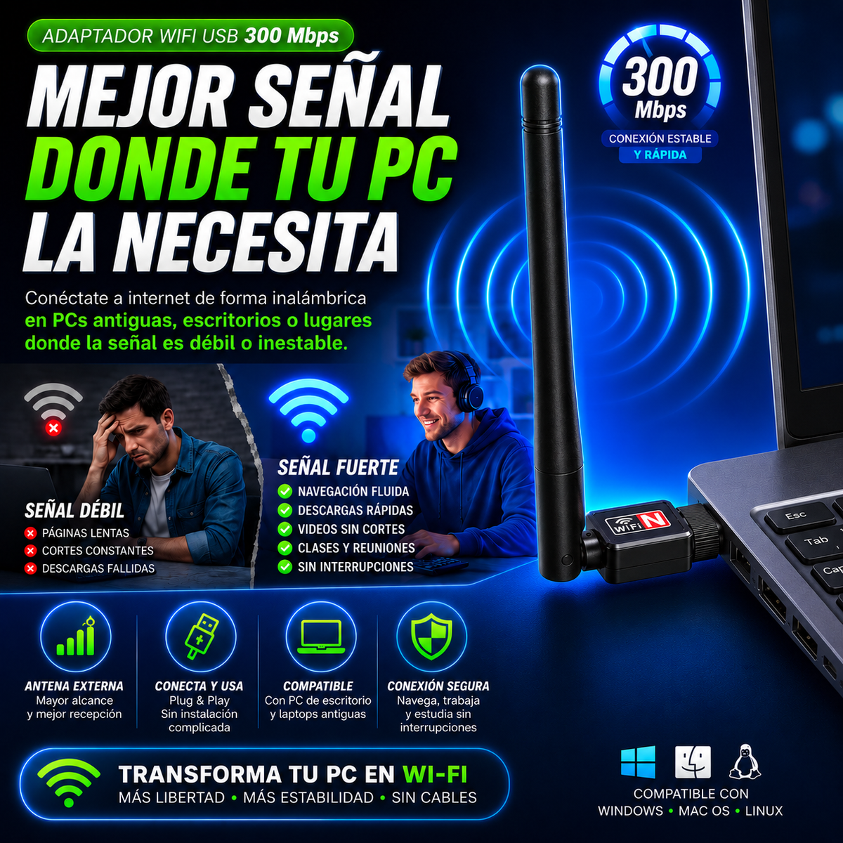 ANTENA WIFI PORTATIL - INTENSIFICA Y MEJORA LA SEÑAL 🛜