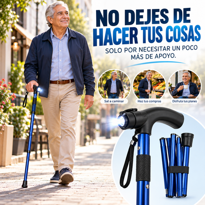 Bastón Plegable Con Linterna 2 En 1 / Apoyo Ligero