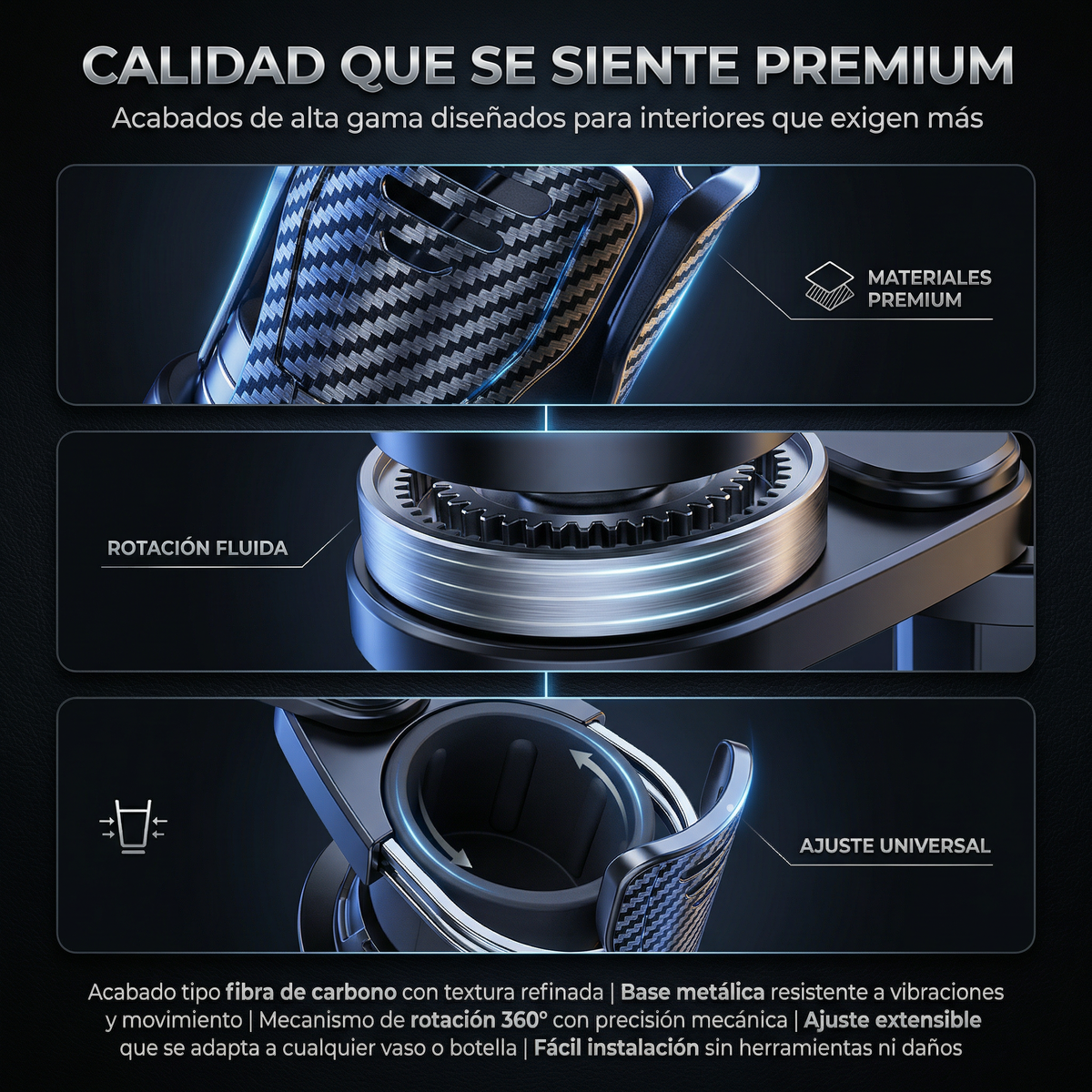 Porta Vasos De Lujo 2 En 1 🥤🚘✨