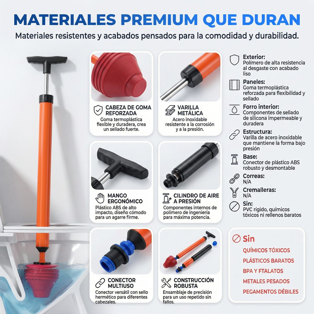 Destapador de Inodoros a Presión
