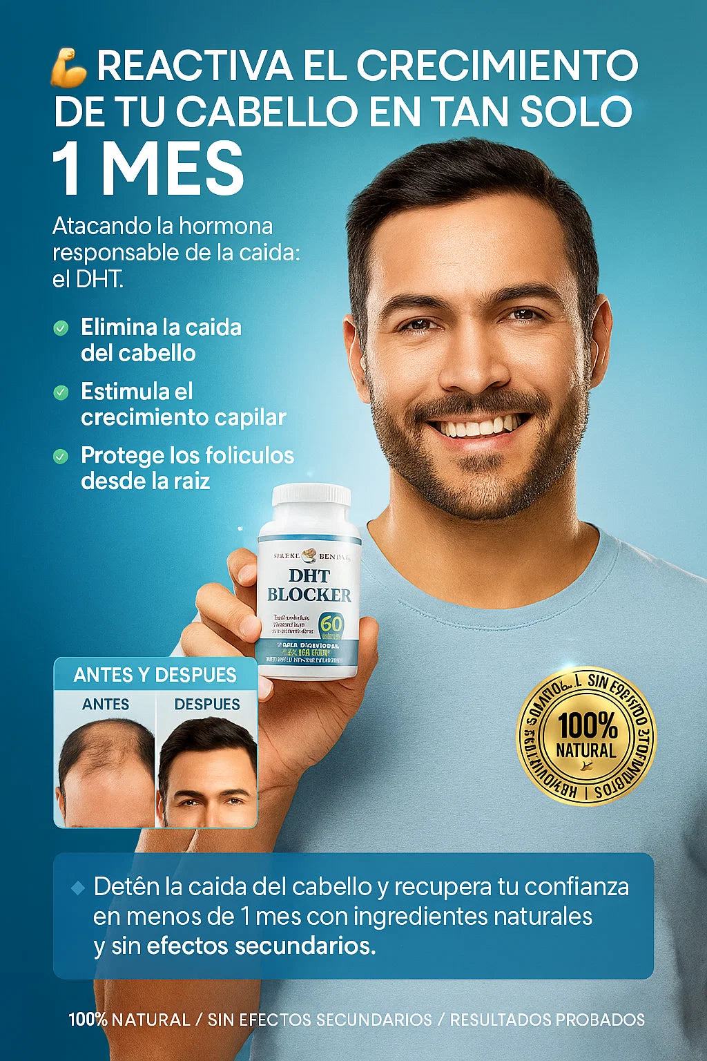 DHT BLOCKER - RECUPERA TU CABELLO EN POCO TIEMPO 👨🏻‍🦲➡️🧔🏻‍♂️✨