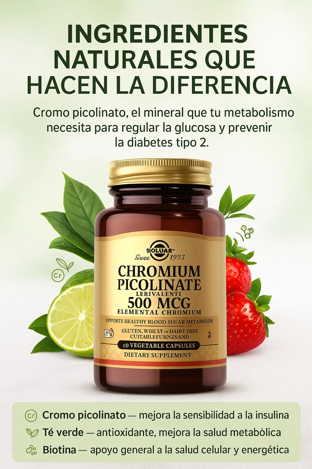 PICOLINATO DE CROMO - PREVIENE LA GLUCOSA DIABETICA