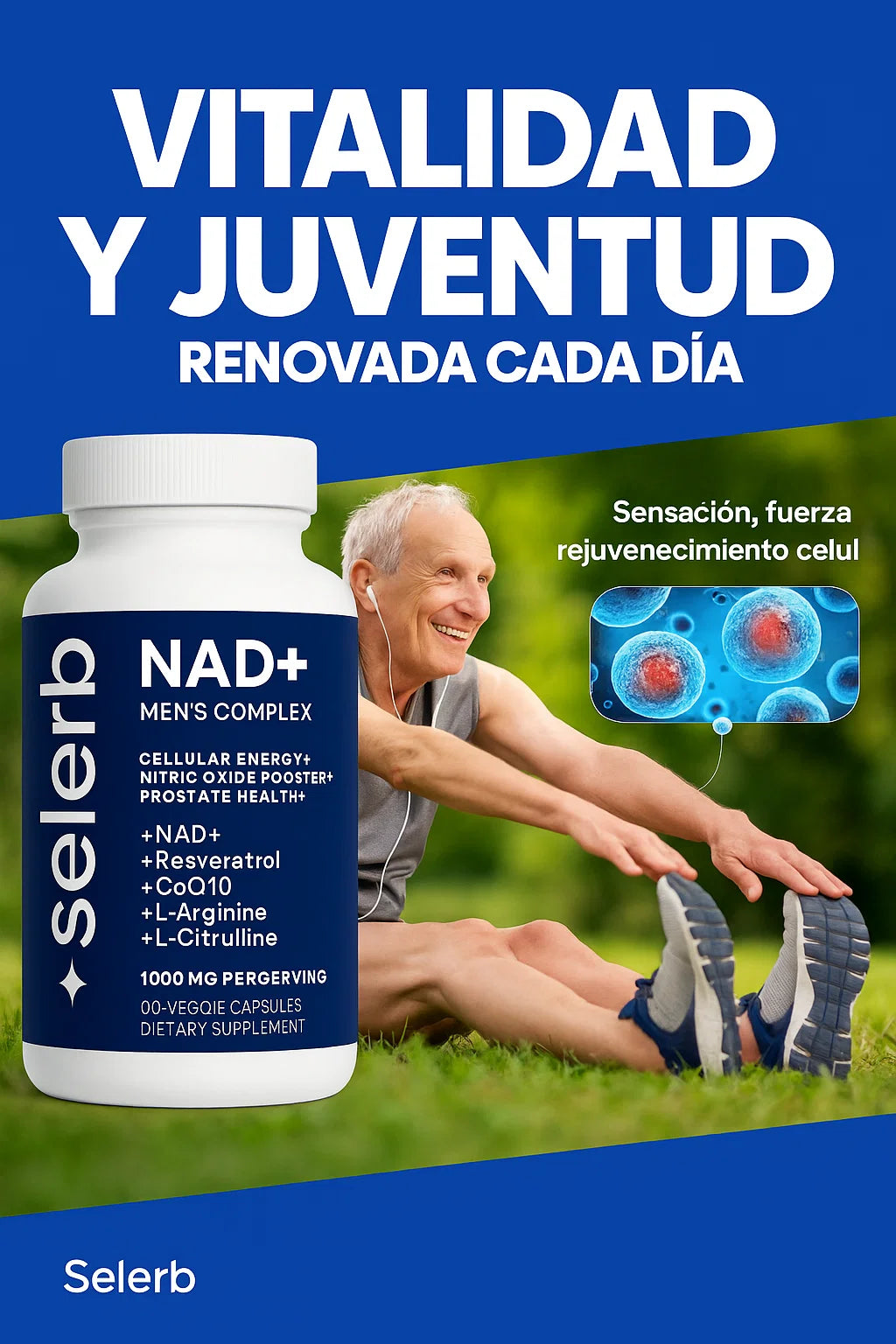 Selerb NAD+ 60 cápsulas | Recupera tu potencia y energía en semanas