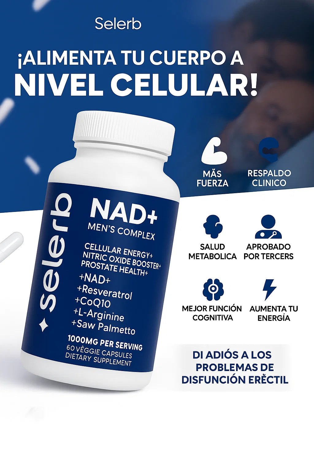 Selerb NAD+ 60 cápsulas | Recupera tu potencia y energía en semanas