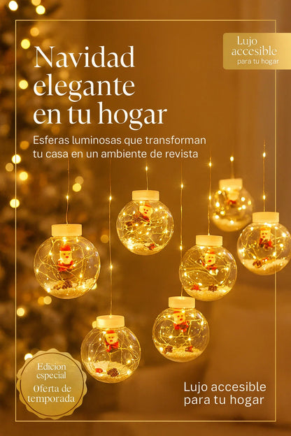 CORTINA DE ESFERAS NAVIDEÑAS CON LUCES 🎅🏻🎄✨