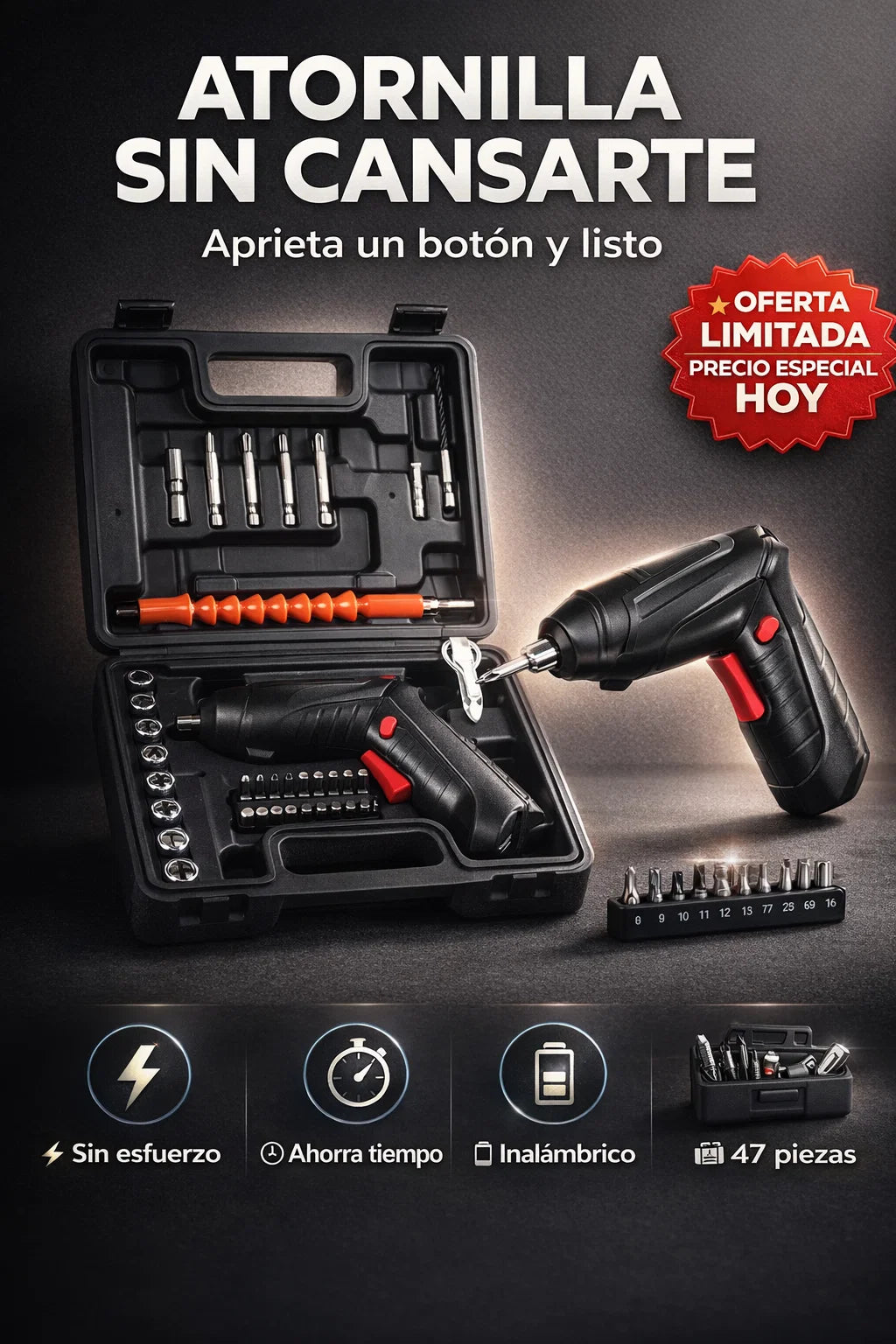 DESTORNILLADOR INALAMBRICO DE 47 PIEZAS 🔋🔩🛠️🔋