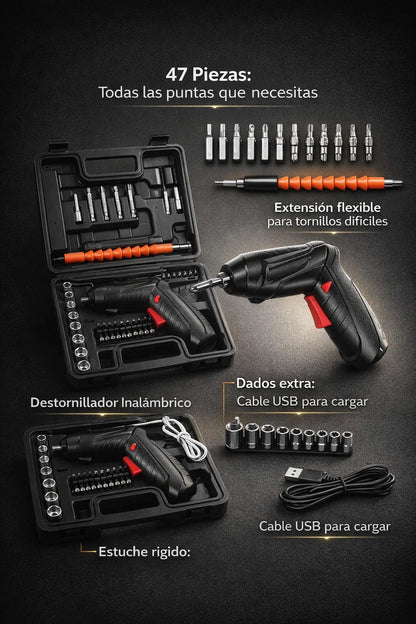 DESTORNILLADOR INALAMBRICO DE 47 PIEZAS 🔋🔩🛠️🔋