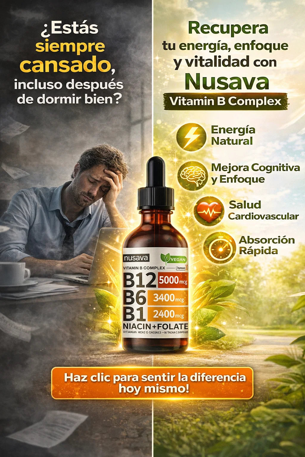 NUSAVA VITAMIN B COMPLEX - RECUPERA TU ENERGIA Y ENFOQUE MENTAL 🍃🧠✨