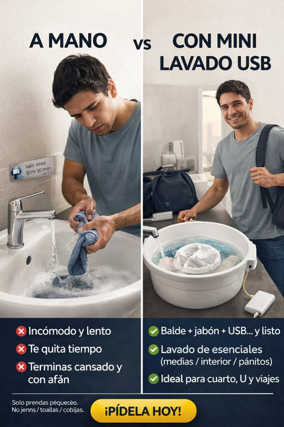 Turbina lavadora De Ropa Portátil USB - Fácil y Rápido  🧼👖🧦🌪️