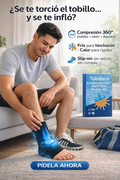 Tobillera x compresión frio o caliente - Esguince / torcedura + inflamación inmediata → alivio 360° sin correas ❄️🔥