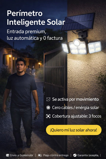 LAMPARA SOLAR DE 3 FOCOS CON SENSOR - SEGURIDAD, LUJO Y AHORRO ☀️🎇✨