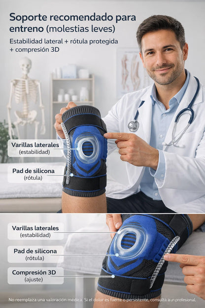 RODILLERA DEPORTIVA GYM CON GEL Y VARILLAS LATERALES PARA UNA TECNOLOGIA AVANZADA 🦵🏻⚙️🏋🏻‍♂️